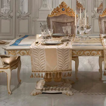 Europos prabangių medžio masyvo išdrožtos ilgas pietų stalas, prancūzijos teisme, shell valgomojo stalas, kėdės villa baldai lentelė pritaikymas savo reikmėms