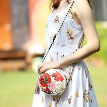 moterų pečių maišą dizaineris gėlių raštas apskrito crossbody maišeliai mergina