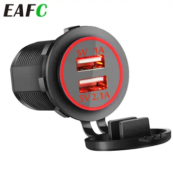 EAFC 5V 3.1 12V Dvigubas USB Automobilinis Įkroviklis su Skydelio LED Vandeniui Maitinimo Adapterio Lizdas Motociklo Automobilių, Sunkvežimių ATV Valtis