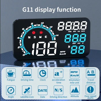 Universalus 5.5 Colių G11 Automobilių Skaitmeninis GPS Spidometras greičio viršijimo Signalas Elektroniniai Head Up Display MPH Detektorius, skirtas Sunkvežimių Elektros Varikliu