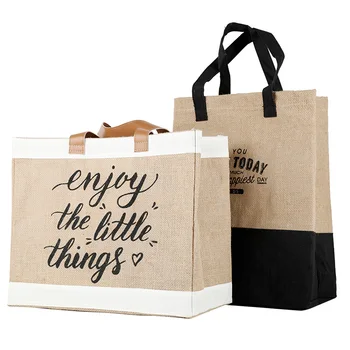 Didelės talpos lino pirkinių krepšys ekologiškas rankinukas festivalis dovanų maišelis