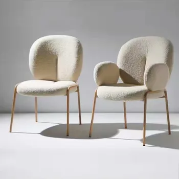 Dizaineris Šiaurės Valgomojo Kėdės Baltu Porankiu Tingus Suaugusiųjų Lounge Kėdės Grindų Raštas Laukia Modernus Sillas Namų Puošybai