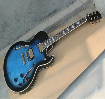 Aukščiausios Kokybės G LP Custom Shop Tuščiavidurio Kūno Maple Top ES137 DŽIAZO elektrinė gitara Aukso Aparatūros