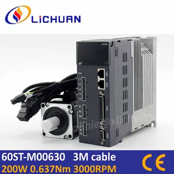 Lichuan naują atvykimo A4 serijos 200W servo variklis su vairuotojo CNC staklės, servo variklis 200W 60st-06030 3000rpm už CNC router