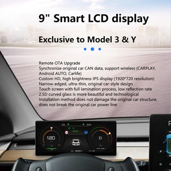9In HD Touchscreen HUD Už Tesla Modelis 3 Modelis Y 2017-2023 Carplay 
