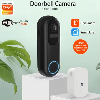 Tuya Smart Home Video Doorbell WiFi Belaidė Lauko Rechargeab Durų Bell Vandeniui Baterijos Domofonas Durys, Telefono Vaizdo Kamera