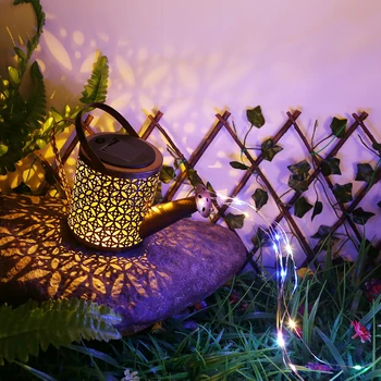 Saulės Geležies Menas Vandens Virdulys išskaptuotas Žibintas LED Žemės Šviesos Kiemas, Sodas Kalėdų Helovinas Kraštovaizdžio Puošmena